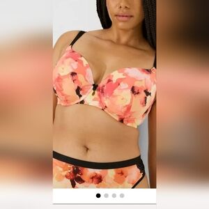 Torrid Orange and Black Floral Bra